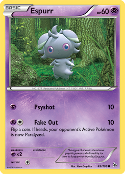 Espurr 42/106 Pokémon card from Flashfire for sale at best price