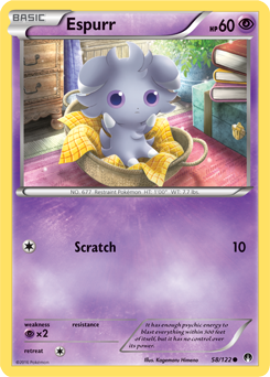 Common Pokémon card Espurr 58/122 from Breakpoint expansion