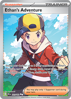 Ultra rare Pokémon card Ethan's Adventure 221/182 from Destined Rivals expansion
