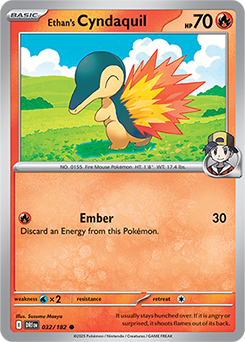 Common Pokémon card Ethan's Cyndaquil 32/182 from Destined Rivals expansion