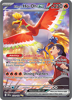 Special illustration rare Pokémon card Ethan's Ho-Oh ex 230/182 from Destined Rivals expansion