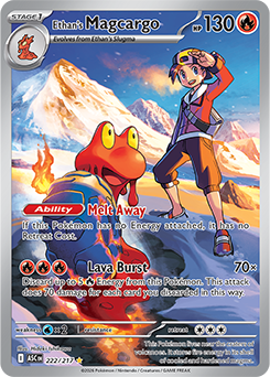 Carte Pokémon Illustration rare Volcaropod de Luth 222/217 de la série Héros Transcendants