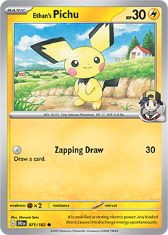 Common Pokémon card Ethan's Pichu 71/182 from Destined Rivals expansion