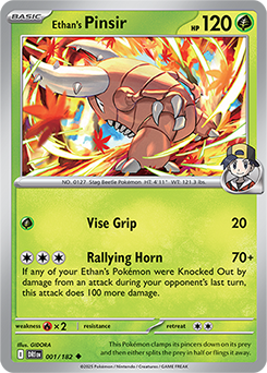 Uncommon Pokémon card Ethan's Pinsir 1/182 from Destined Rivals expansion