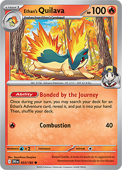 Common Pokémon card Ethan's Quilava 33/182 from Destined Rivals expansion