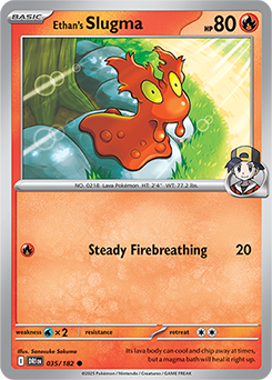 Common Pokémon card Ethan's Slugma 35/182 from Destined Rivals expansion