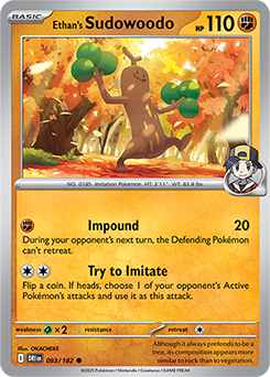 Common Pokémon card Ethan's Sudowoodo 93/182 from Destined Rivals expansion