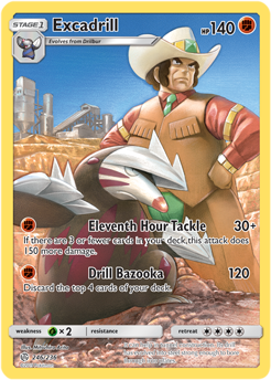 Secret Holo Pokémon card Excadrill 246/236 from Cosmic Eclipse expansion