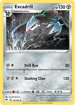 Uncommon Pokémon card Excadrill 122/185 from Vivid Voltage expansion