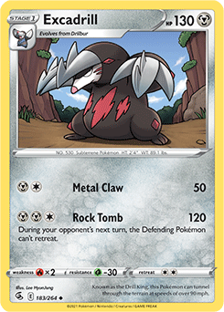 Uncommon Pokémon card Excadrill 183/264 from Fusion Strike expansion