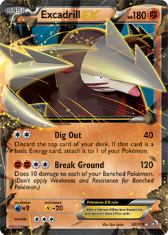 Pokémon EX Pokémon card Excadrill EX 82/113 from Legendary Treasures expansion