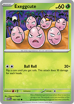 Common Pokémon card Exeggcute 102/165 from 151 expansion