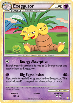 Rare Pokémon card Exeggutor 18/123 from HeartGold SoulSilver expansion
