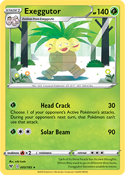 Rare Pokémon card Exeggutor 005/185 from Vivid Voltage expansion