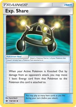 Uncommon Pokémon card Exp. Share 118/149 from Sun & Moon expansion