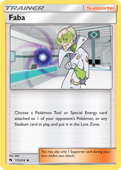 Uncommon Pokémon card Faba 173/214 from Lost Thunder expansion