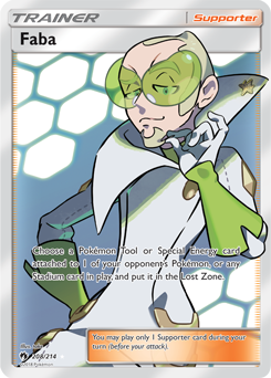 Full Art Trainer Pokémon card Faba 208/214 from Lost Thunder expansion