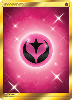 Secret Gold Pokémon card Fairy Energy 169/147 from Burning Shadows expansion