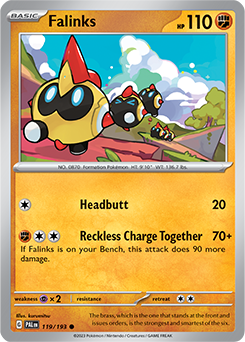 Common Pokémon card Falinks 119/193 from Paldea Evolved expansion