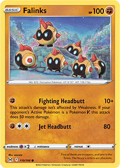 Common Pokémon card Falinks 110/196 from Lost Origin expansion