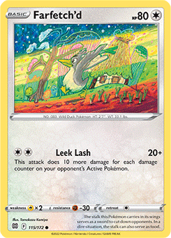 Common Pokémon card Farfetch'd 115/172 from Brilliant Stars expansion