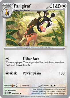 Uncommon Pokémon card Farigiraf 155/193 from Paldea Evolved expansion