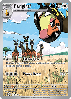 Illustration rare Pokémon card Farigiraf 228/193 from Paldea Evolved expansion