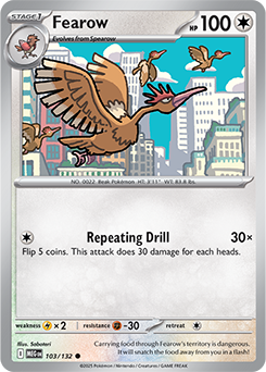 Common Pokémon card Fearow 103/132 from Mega Evolution expansion