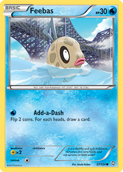 Common Pokémon card Feebas 27/124 from Dragons Exalted expansion