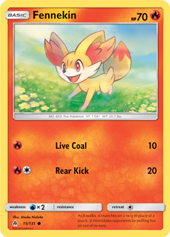 Common Pokémon card Fennekin 15/131 from Forbidden Light expansion