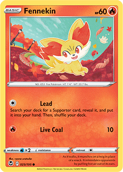 Common Pokémon card Fennekin 025/195 from Silver Tempest expansion