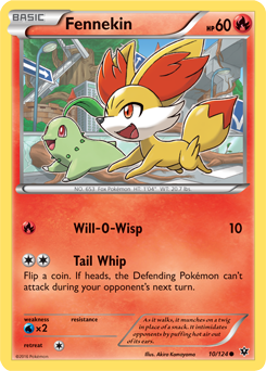 Common Pokémon card Fennekin 10/124 from Fates Collide expansion