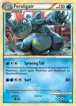 Rare Pokémon card Feraligatr 20/123 from HeartGold SoulSilver expansion