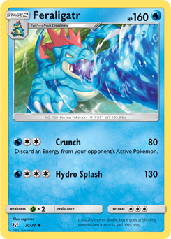 Uncommon Pokémon card Feraligatr 20/73 from Shining Legends expansion