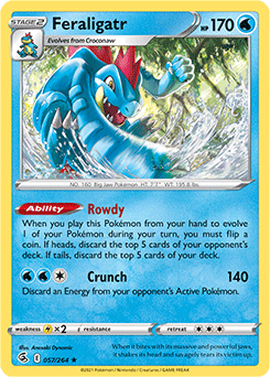 Rare Holo Pokémon card Feraligatr 57/264 from Fusion Strike expansion