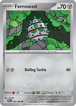 Common Pokémon card Ferroseed 62/86 from Chaos Rising expansion