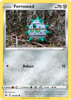 Common Pokémon card Ferroseed 130/202 from Sword & Shield expansion