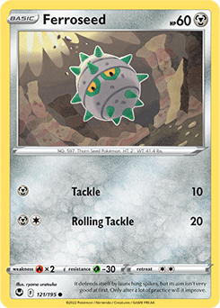 Common Pokémon card Ferroseed 121/195 from Silver Tempest expansion