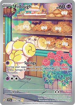 Illustration rare Pokémon card Fidough 213/198 from Scarlet & Violet expansion