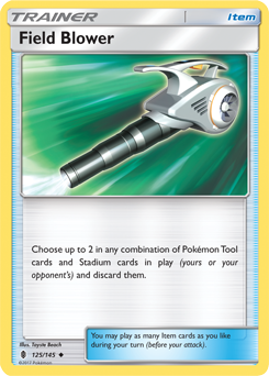 Uncommon Pokémon card Field Blower 125/145 from Guardians Rising expansion