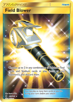 Secret Gold Pokémon card Field Blower 163/145 from Guardians Rising expansion