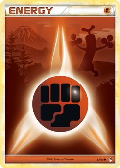 Common Pokémon card Fighting Energy 93/95 from Call of Legends expansion