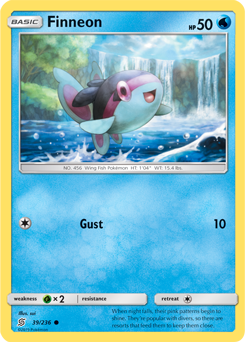 Common Pokémon card Finneon 39/236 from Unified Minds expansion