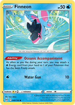 Common Pokémon card Finneon 040/196 from Lost Origin expansion