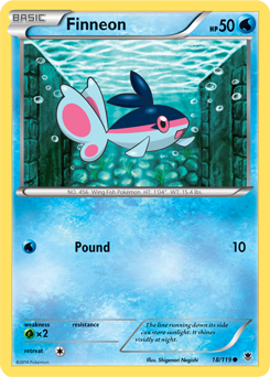 Common Pokémon card Finneon 18/119 from Phantom Forces expansion