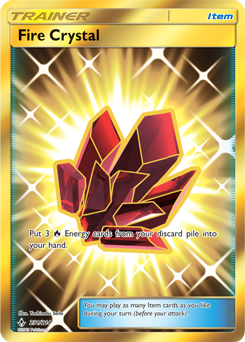 Secret Gold Pokémon card Fire Crystal 231/214 from Unbroken Bonds expansion