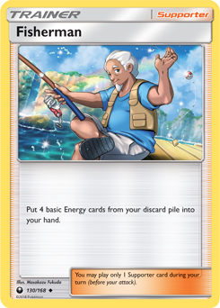 Uncommon Pokémon card Fisherman 130/168 from Celestial Storm expansion