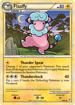 Uncommon Pokémon card Flaaffy 43/95 from Call of Legends expansion