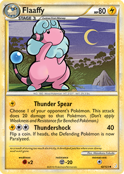Uncommon Pokémon card Flaaffy 42/123 from HeartGold SoulSilver expansion