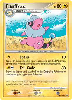 Uncommon Pokémon card Flaaffy 48/127 from Platinuim expansion